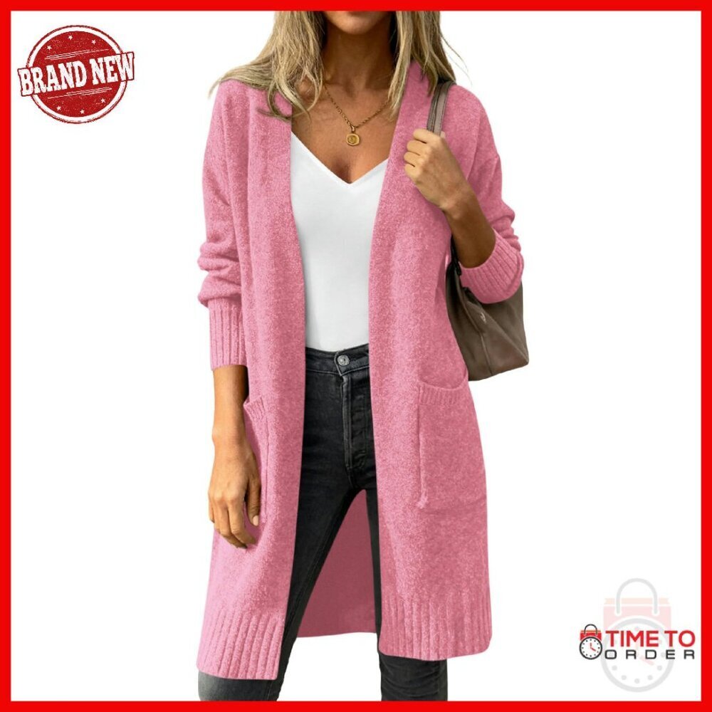 Oversized Chunky Knit Cardigan Long Sleeve Open Front Winter Sweater